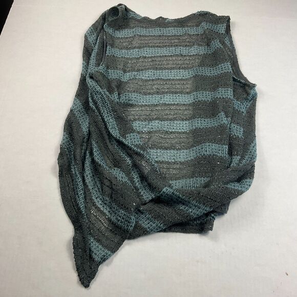 LOGO Lori Goldstein Sequin Cardigan Vest XL Drape Open Front Sparkle Boho Lounge - Picture 10 of 12